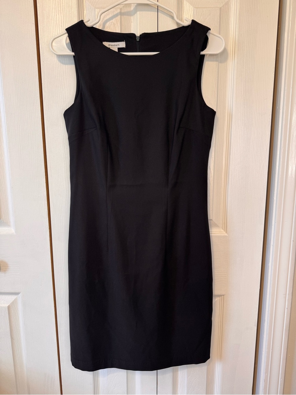 dressbarn Black Sleeveless Tailored Sheath Dress Size 4 Timeless LBD Back Zipper - Picture 2 of 11